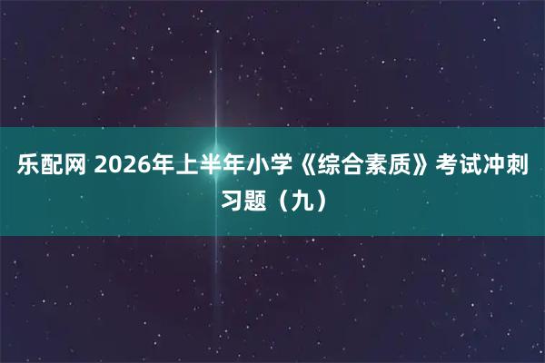 乐配网 2026年上半年小学《综合素质》考试冲刺习题（九）