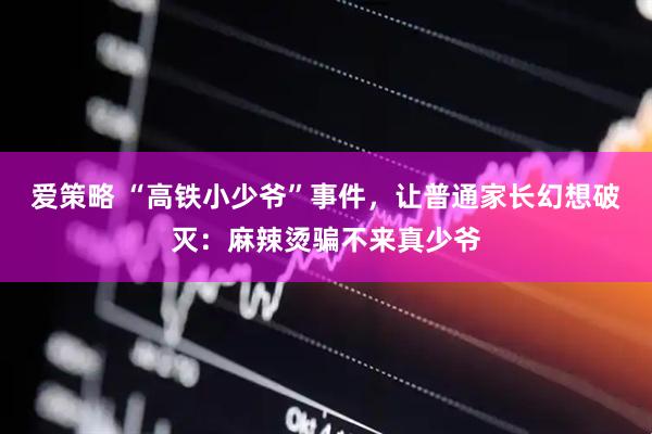 爱策略 “高铁小少爷”事件，让普通家长幻想破灭：麻辣烫骗不来真少爷