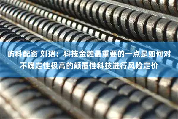 屿科配资 刘珺：科技金融最重要的一点是如何对不确定性极高的颠覆性科技进行风险定价